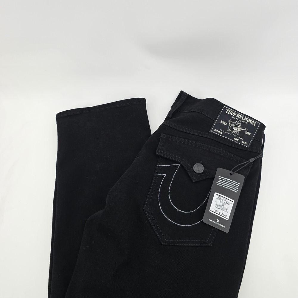 True Religion Ricky Flap Jeans Mens Relaxed Straight Body Rinse Black 32x32 NWT